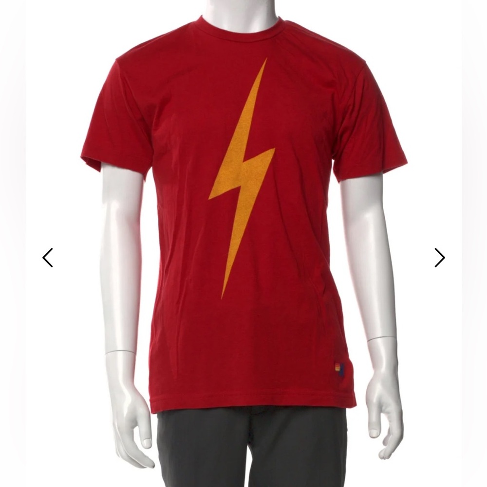 Aviator Nation Crew Neck T-Shirt lightning bolt red XS unisex